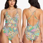 Bleu Rod Beattie  Seriously Sunny Cross-Back One-Piece Swimsuit Size 12 Photo 8