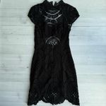 Bebe  Elegant Black Open Back Lace Mini Dress XS Photo 4