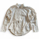 frame denim  White and Tan/Cream Striped Button Down Shirt Photo 0