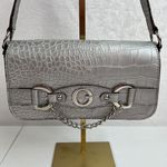 Guess Vtg Y2K Mini Bag Silver Croc Embossed Chain Accent Purse Handbag Retro Photo 2