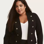 Torrid Black French Terry Military Crop Jacket 3X Military Steampunk Edgy Photo 0