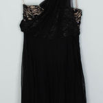 Alice + Olivia  Womens Silk One Shoulder Sequin‎ Lace Mini Dress Black HOCO Fairy Photo 0