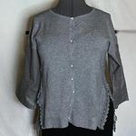 Miss Morena Gray Sweater Lace Long Pleather Sleeves NWOT Womens Large Photo 0