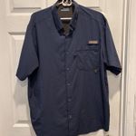 Columbia  PFG Vented Fishing Short Sleeve Blue Button‎ Shirt Men L Polyester Photo 0