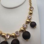 Kate Spade  Second Nature Gold Tone, Pink Crystal, & Wood Statement Necklace Photo 5