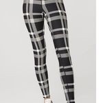 Alo Yoga Alo High-Waist Airlift Magnified Plaid Leggings Black Ivory Hi-Rise Waisted Pant Photo 3