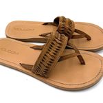 Volcom  Women's Brown Leather Braided Thong Sandals Size 7 Photo 0