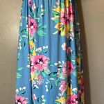 Blue Floral Strapless Maxi Dress Size XL Photo 0