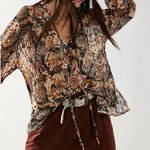 Free People NWT  Out For The Night Blouse in Snake Combo Size L Photo 1