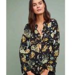 Anthropologie Maeve Lady Bug Whimsy Floral Print Button Down Blouse Size 2 XS Photo 9