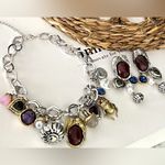 ZARA Silver Charm Elephant necklace SET Gems beetle Hearts womens jewelry Photo 5