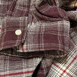 Old Navy  Women's The Boyfriend Shirt Plaid Burgundy White Size XL Extra Large Photo 4