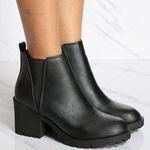 Soda  Womens Lug Sole Chunky Heel Bootie,Black  size 8.5 Photo 0