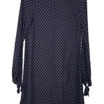 H & M Womens Long Sleeve Navy Blue Abstract Cottage Core Knee Length Dress 4 Photo 0