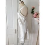Womens medium White Satin Coquette Mini Slip Dress Pink Embroidered Flowers​ Photo 10