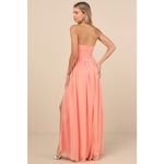 Lulus NWT  Luxe Favorite Peach Pink Strapless Ruched Maxi Dress Bridesmaid Size M Photo 3