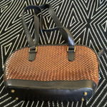 Talbots  woven leather italian made shoulder bag in chocolate brown and espresso Photo 0