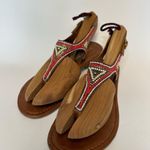 Madden Girl Steve Womens 8.5M Faux Leather Beaded Back strap Thong Sandals Boho Photo 5