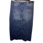 Nicole Miller Denim Maxi Skirt Size 12 Raw Hem Pockets Zip Closure Pockets Slit Photo 1
