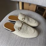 Gucci  Princetown Horsebit Leather GG Logo Monogram Loafer Mule In White Leather Photo 3