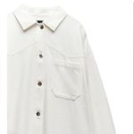 ZARA (NWOT)  Frayed Hem Cotton Overshirt Shirt Jacket in White Photo 2