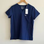 FIGS Women's Catarina One Pocket Scrub Top in Sapphire, Size Medium Photo 5