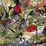 Vtg Animal Safari Colorful Maximalist Jacket Boxy Cotton Blazer Jungle Medium Green Photo 5