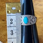Sleeping Beauty Turquoise White Diamond Accent Art Deco Ring Size 7.75 Silver Photo 6