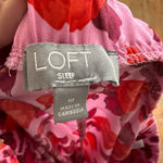 Loft Women's Pink Red Floral Satin Notch Collar Pajama Set M Photo 7