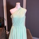 Women’s Green Chiffon One Shoulder Bridesmaid Dress Zip Up Back Size 6 Photo 1