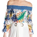 Jealous Tomato  Off Shoulder Tropical Top Blouse Shirt Woman’s Size M Resort Photo 0