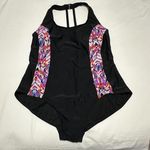 Catalina 3X (22W-24W) Black With Multi Color TrimOne Piece Swimsuit Strappy Back Photo 0
