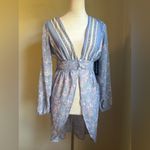 Derek Heart  Blue pink Floral Sheer Tunic boho cottage core romantic medium‎ Photo 1