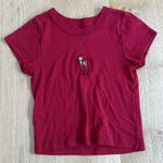 Brandy Melville  J Galt Deer Baby Tee Shirt Size OS in Red Photo 0