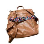 Convertible Backpack Shoulder Bag Brown Faux Leather Colorful Strap Travel Photo 4