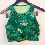 Aerie Cut out Crop Bralette Top Sleeveless Green Floral Butterflies Size Large Photo 0