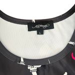 SheIn Ed Hardy Gray White Skull Knife Logo Cropped Tank Top size L NEW Tags Racerback Photo 5