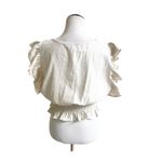 Cupcakes and Cashmere Linen Ruffled Smocked Cropped Blouse Size Medium Photo 1