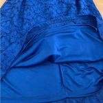 Alfani  sheath dress‎ eye lace floral belted royal blue- Size M Photo 2