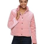 Popsugar Women’s velveteen Black Puffer Jacket Size Medium EUC Photo 1