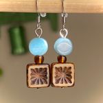 Handmade quality Czech glass beads chic fairy boho vintage retro style dangle earrings🌿✨ Photo 2