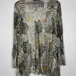 Simply Silk Watercolor Floral Sheer Long Sleeve Open Front Cardigan Size L Photo 2