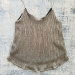 Lovemarks Metallic Silver Ribbed Tank Top Small Photo 0