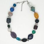 Handmade Multicolor Chunky Beaded Necklace Colorful Large Beads Hand Crafted Black Photo 0