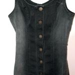 Hollister Washed Black Button Front Denim Mini Dress Photo 3