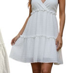 White Backless Ruffle Tiered Mini Dress Size L Photo 0