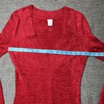 Route 66 Red Sweater Deep V Neck Pullover Long Sleeve Fuzzy Soft Size Medium‎ Photo 4