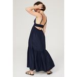 ALC Frank A.L.C. Dark Blue 100% Cotton Sleeveless V-Neck Back Cutout Rhodes Dress Size 4 Photo 1