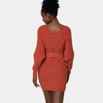 Halara 043H.- Everyday Deep V Neck Belted Mini Knitted Dress. Photo 2