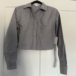 Good American $119 New  Oxford Crop Uniform Shirt - grey - XS Photo 4